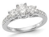 1.20 Carat (ctw Color SI1-SI2, G-H-I) Lab Grown Diamond Three Stone Engagement Ring in 14K White Gold